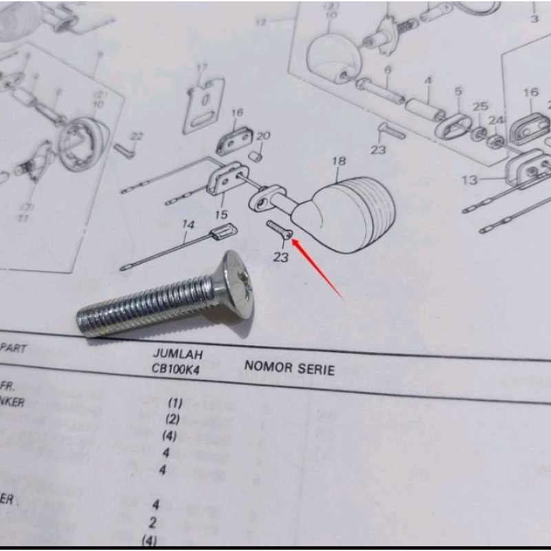 Baut lampu sen sein belakang honda GL XL CB k5 CB 200