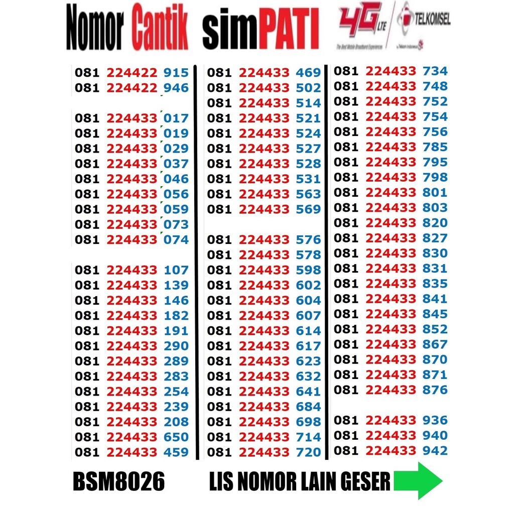 NOMOR CANTIK TELKOMSEL simPATI Cantik Murah Bisa Cod Banyak Pilihan Angka cantik dan hoki  8,88,888,