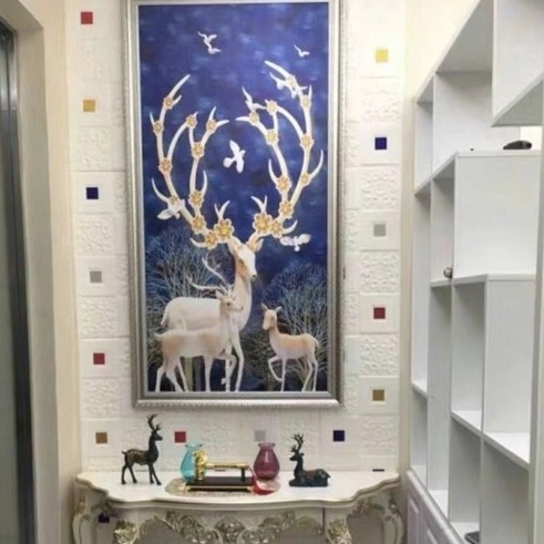 Promo！DIY Wallpaper Dinding Ceiling Wallpaper Sticker Dinding Busa Wall foam Stiker 3D Dekorasi Kamar Rumah-8