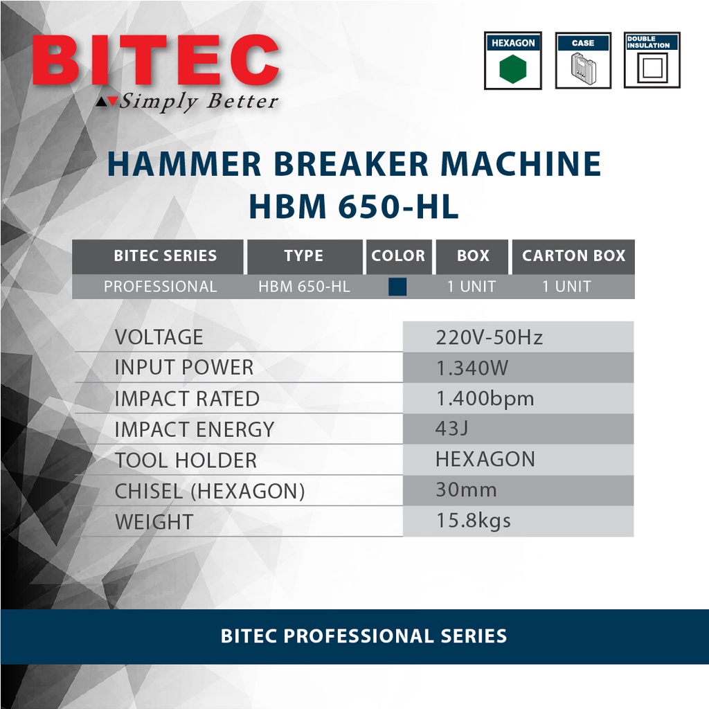 BITEC - MESIN BOBOK/PENGHANCUR BETON / HAMMER BREAKER MACHINE - HBM 650-HL - GARANSI RESMI 1 TAHUN