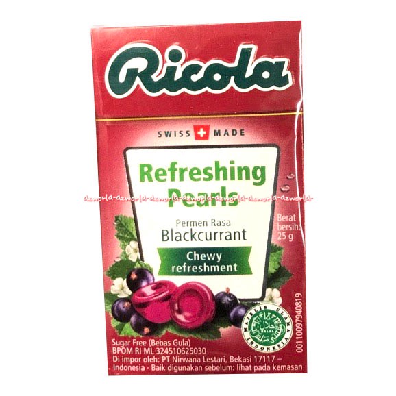 Ricola Refreshing Pearls 25gr Rasa Blackcurrant Spearmint Strawberry Chewy Refreshment Permen Lunak Melegakan Tenggorokan Rikola Candy