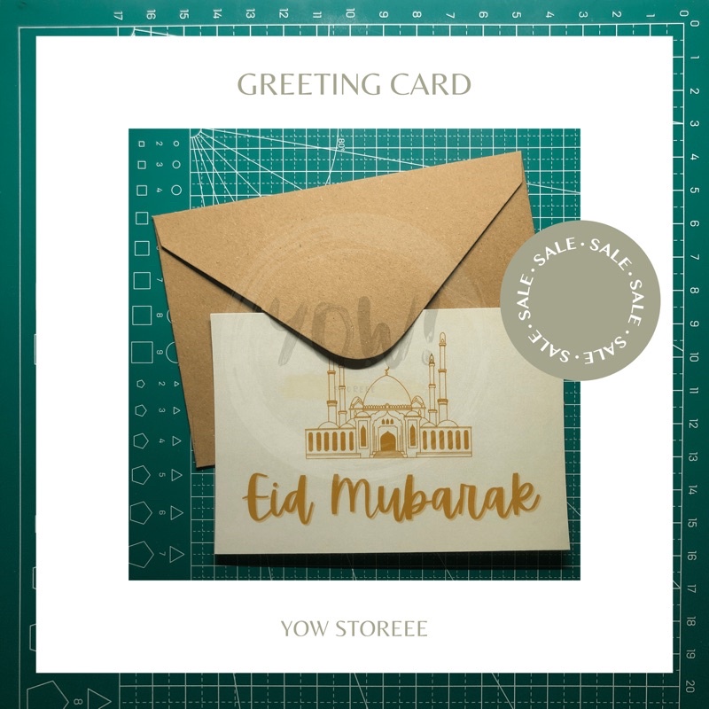 

[YOW CARD] Kartu Ucapan dengan Amplop Kraft Coklat / Greeting Card with Brown Kraft Envelope - Happy Eid Mubarak Edition / Kartu Ucapan Edisi Lebaran untuk Kirim Parcel - YOW STOREEE