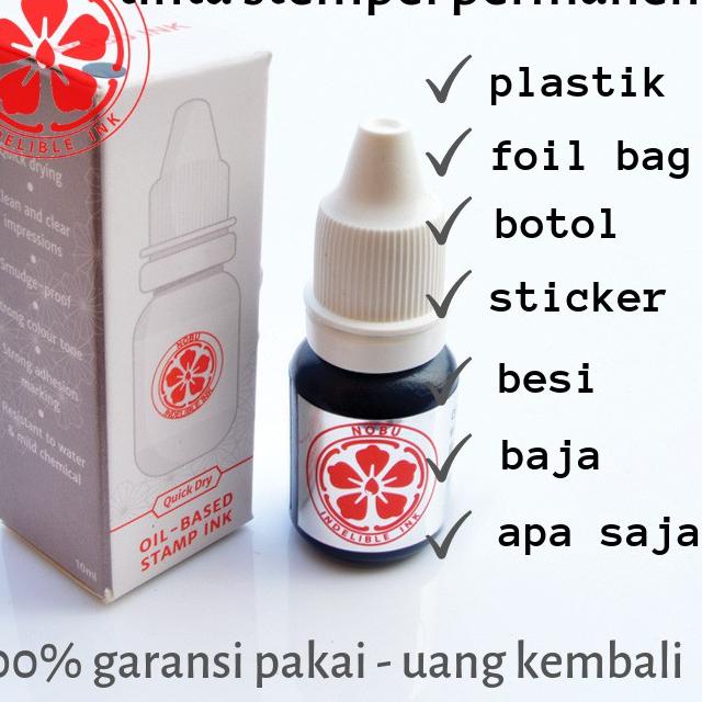 

New Tinta stempel permanen expired date - kode produksi ke plastik kemasan, foil bag, sticker Nobu Ink