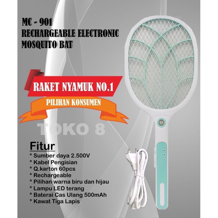 RAKET NYAMUK 911 BATERAI IHITIUM KABEL CHARGER LAMPU LED MURAH BAGUS