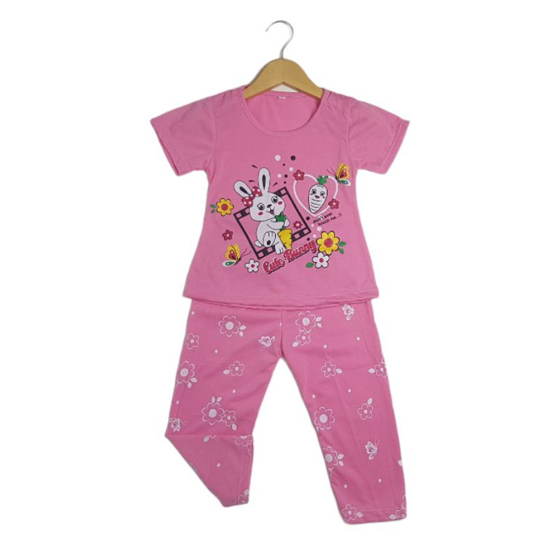 SETELAN SIKUNING PAKAIAN BAJU ANAK PEREMPUAN 2-8 TAHUN MOTIF RABBIT WORTEL CELANA PANJANG-3