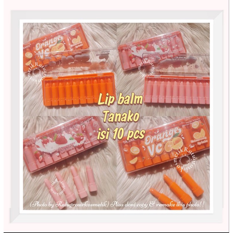 HARGA PERPACK!!!LIP BALM TANAKO STRAWBERRY/VC ORANGE ISI 10 PCS NO.HT-074/HT-075