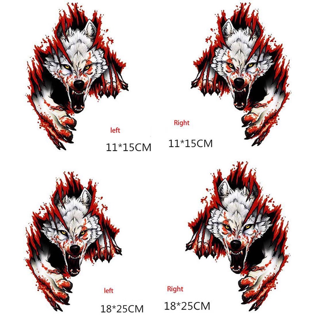 SUYOU Fuel Tank Marks Headlight Decal Scratch Sticker Waterproof Angry Wolf Car Sticker Creative Tooth Decoration Sticker Exterior Accessories Dark Personality Evil Tooth Motorcycle Helmet Sticker