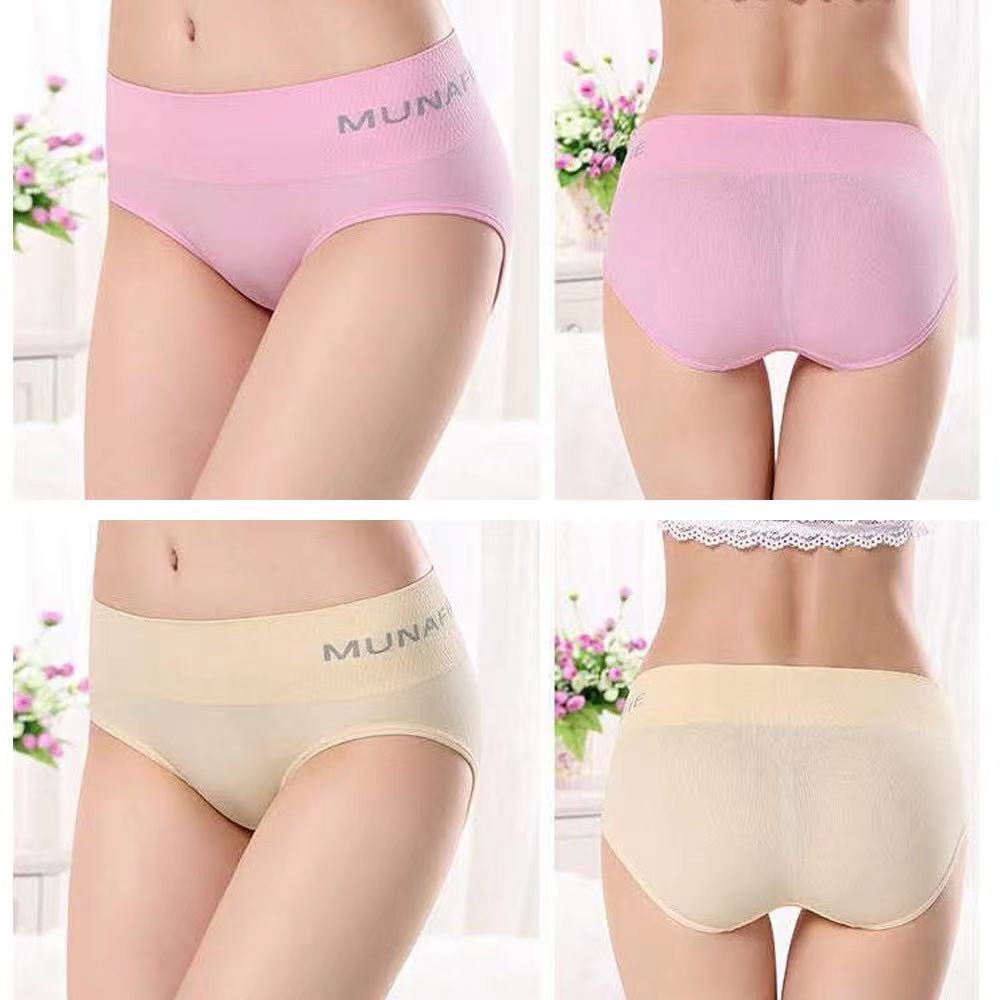 Celana Dalam Wanita Briefs Elastis Seamless Mid Waist Bahan Katun QN18 Middle Waist untuk Wanita ACC