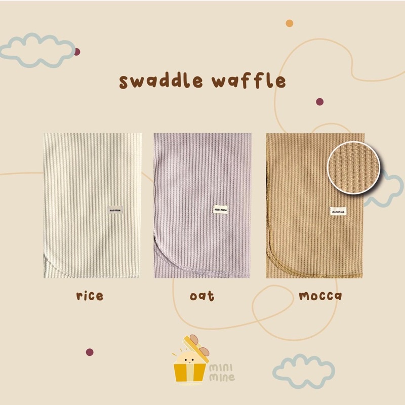 Minimine - Swaddle Waffle / bedong waffle new born / bedong bayi / selimut bayi baru lahir / properti foto bayi / alas foto bayi lucu / bedong waffle murah