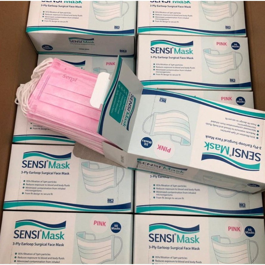 Sensi Masker Earloop / Masker Biasa 3Ply SENSI 1 BOX 50 Pcs Mask Ready Banyak Warna Original 100%