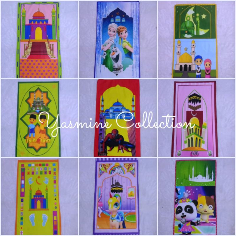 SAJADAH KARAKTER ANAK BISA MOTIF CEWE DAN COWO HARGA PROMO TERMURAH BISA ECER DAN GROSIR