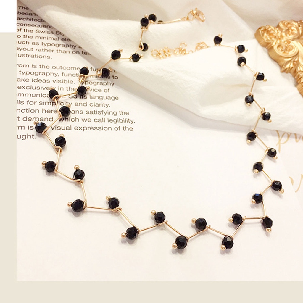 Kalung Choker Rantai Klavikula Hias Manik-Manik Mutiara Kristal Imitasi Gaya Korea Untuk Wanita