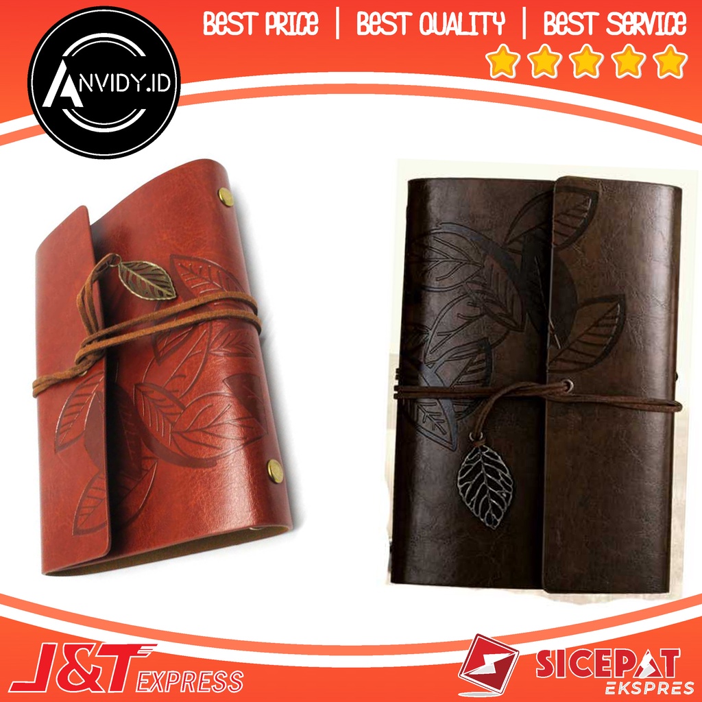 

[anvidy.id] Buku Catatan Binder Kulit Retro Leaf Kertas B7 - PHANTACI BSD666