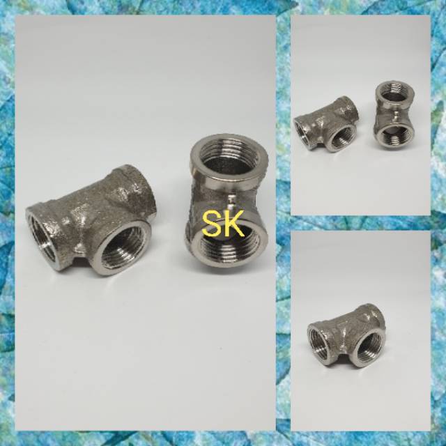 Tee Drat Dalam 1/2 inch Stainles Steel 304 - Nepel Tee Drat Dalam Kran Pipa