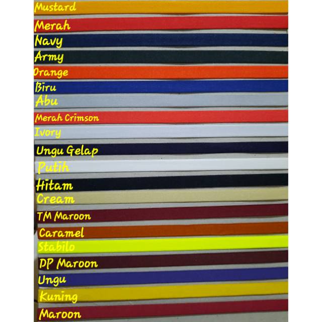Karet Foe/Karet Elastis 1cm warna warni harga meteran