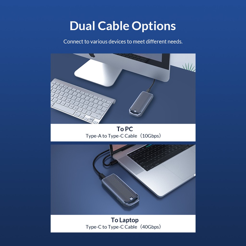 ssd m2 nvme enclosure orico aluminium usb 4.0 type-c 40Gbps m2v01-c4 - external ssd case m.2 usb4.0