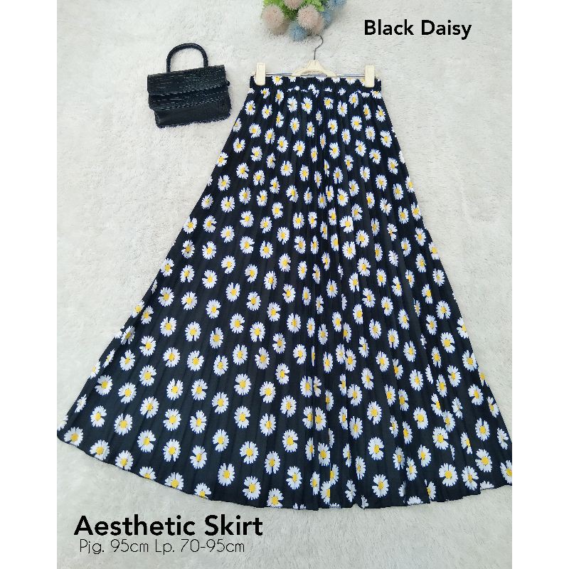 Aesthetic Flower Skirt Lokal Promo Rok Motif Bunga Umbrella Kotak Good Quality by STUD Hijabstore
