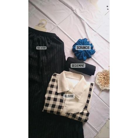 Paket ootd 90rb|paket ootd murah | one set 3 in 1 rok+bluose+hijab murah