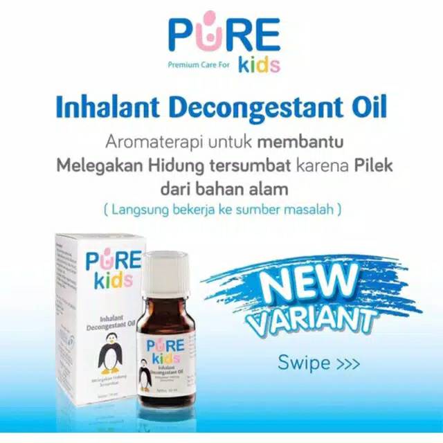 PURE KIDS - INHALANT DECONGESTANT OIL 10 ML / OBAT HIDUNG TERSUMBAT BAYI