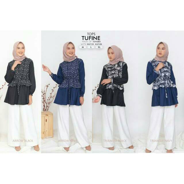 Baju Menyusui Tufine Black Navy Series By Nuratina / baju busui / atasan busui / baju hamil