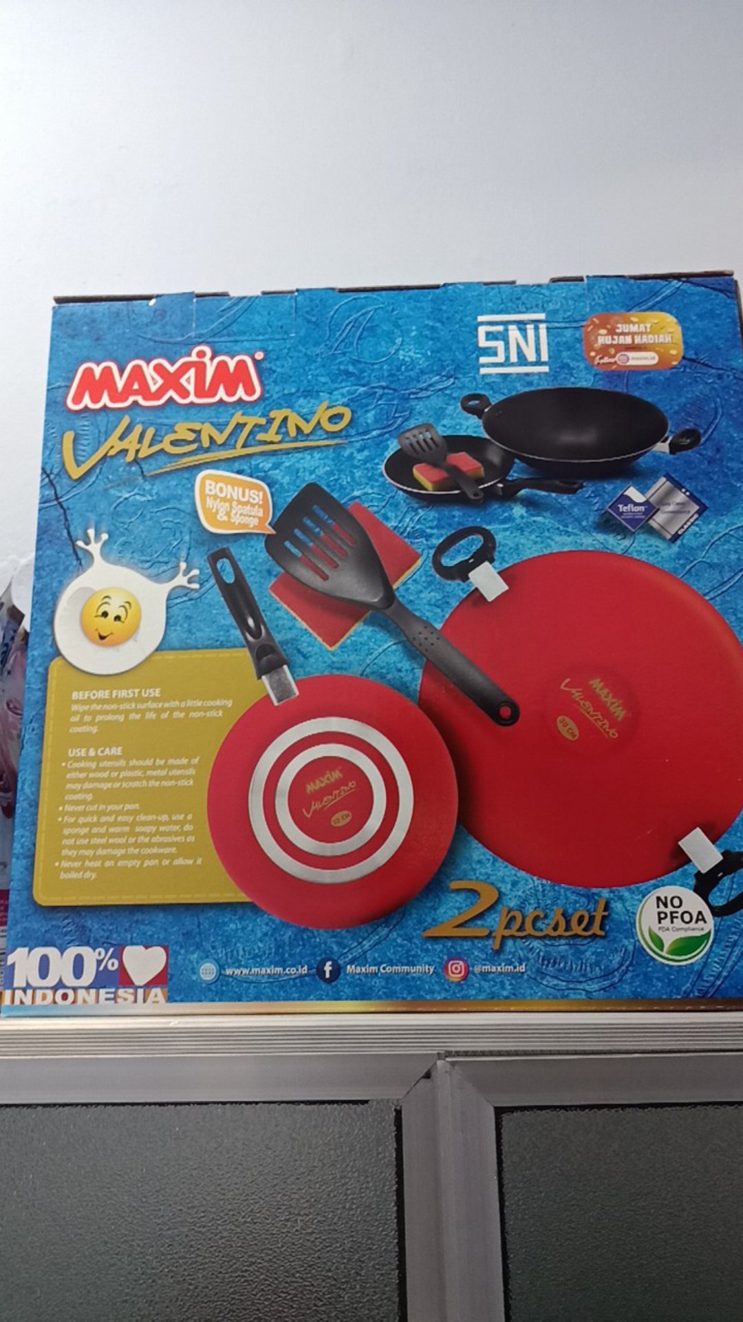 Maxim Valentino 2pcs Set Teflon Wajan 30cm& Frypan 22cm + Free
