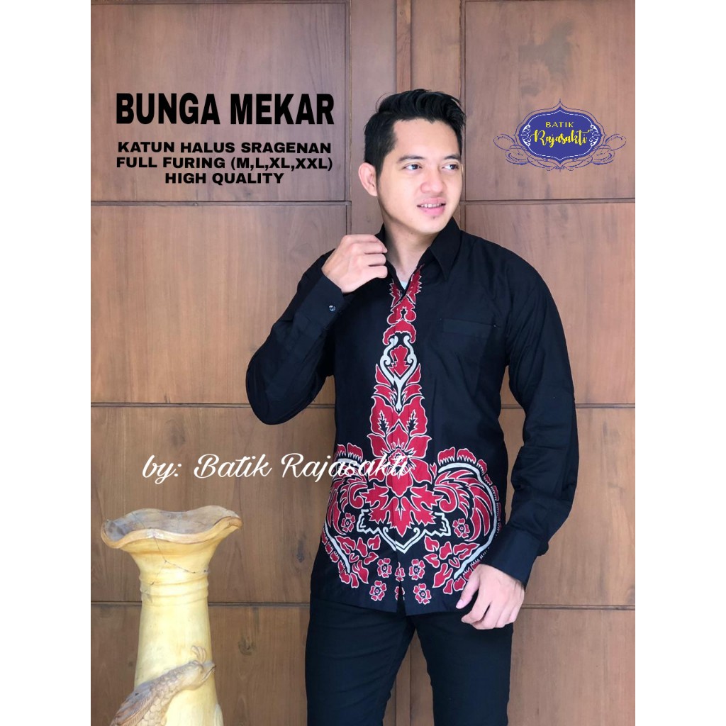 BUNGA MEKAR RAJASAKTI KEMEJA BATIK SOLO PRIA LENGAN PANJANG PENDEK LAPIS FURING ATASAN PREMIUM MODERN KATUN HALUS DAVINAH 2 HANA MEWAH PANCASILA RED LOVENO DAVINAH MERAK JOGET BEKISAR BLUE 2 SADAJIWO TWO ABHICANDRA LAWASAN ABISEKA ADHIMUKTI ADHIRAJASA ADI