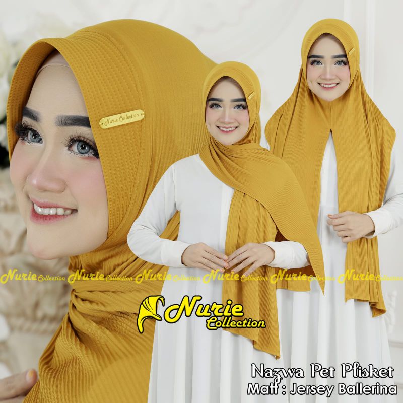 (Ori Nurie) PASHMINA NAJWA PET PLISKET •pashmina instan jersey ballerina•pashmina instan pet plisket