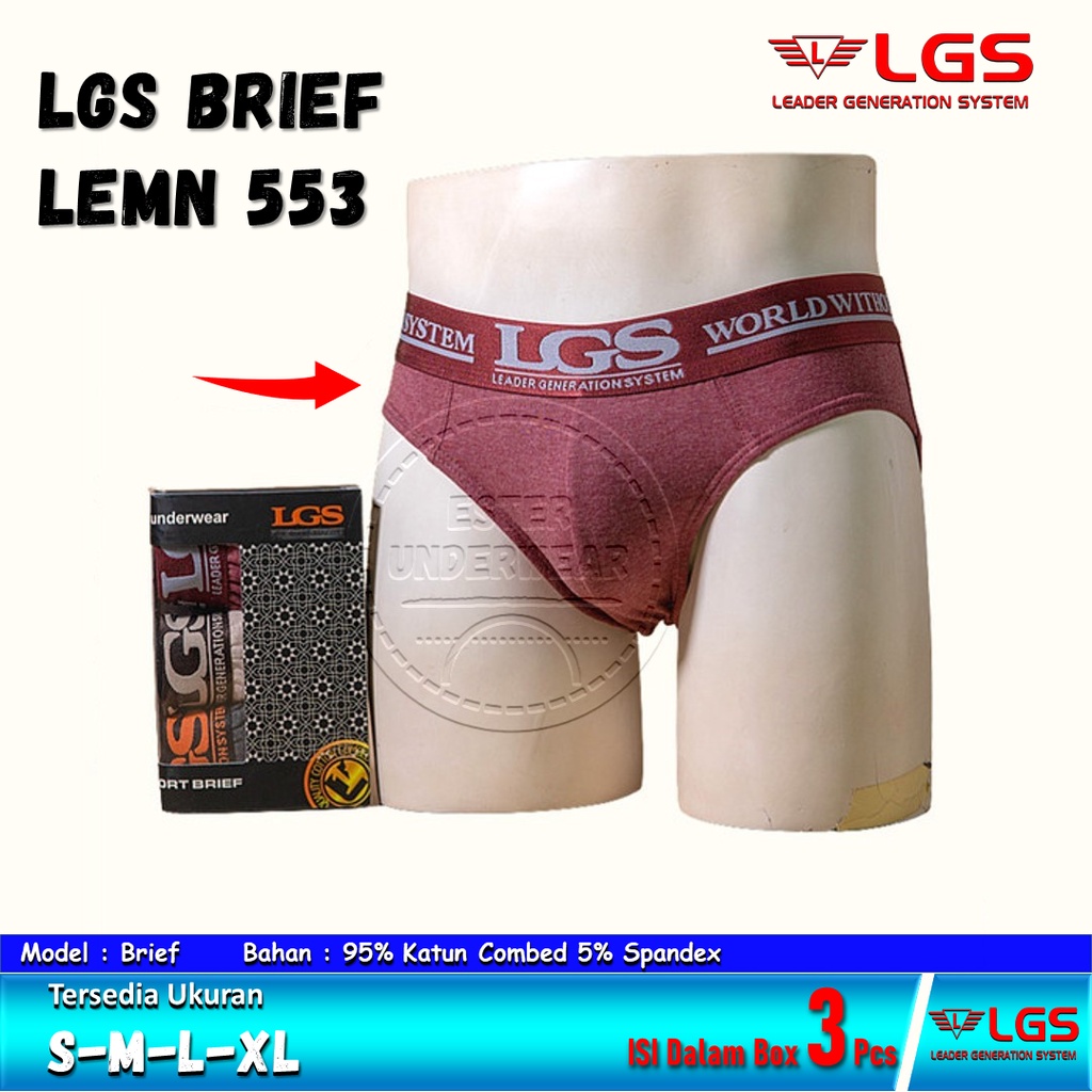 CELANA DALAM LGS 553 ISI 3 PCS |BRIEF LGS COTTON MISTY