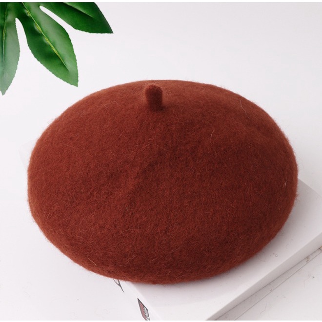 WINTER AUTUMN KIDS WOOLEN BARET HAT TOPI ANAK MUSIM DINGIN-merah bata