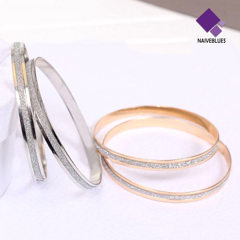 Naiveblue &gt; Gelang Tangan Wanita Desain Bulat Frosted Simple Untuk Pesta / Kencan