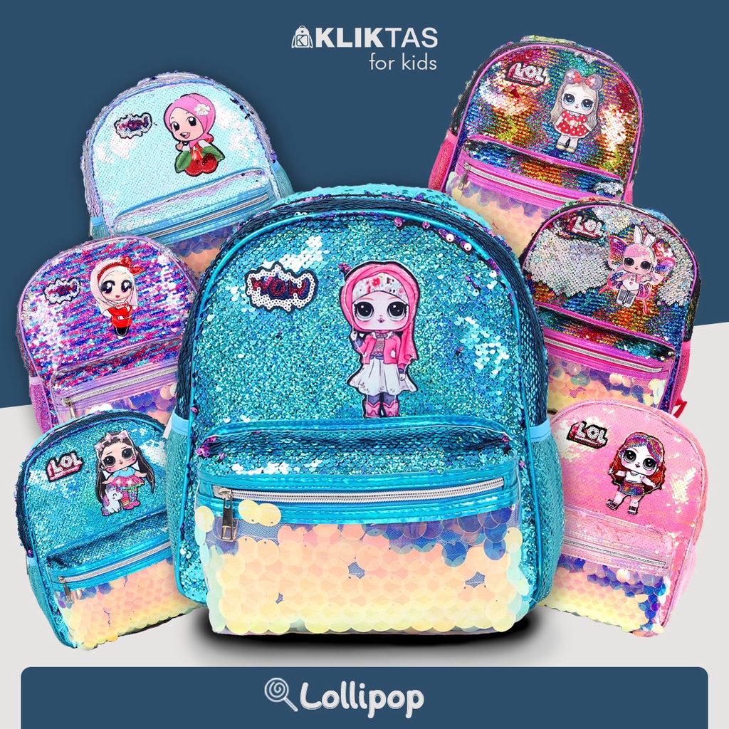 [KLIKTAS] Tas Ransel Anak Perempuan Manik Model Hijab 12507 Sequin TK Paud sekolah