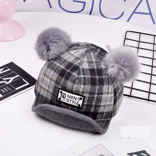 Topi Anak Cewek Square Pompom