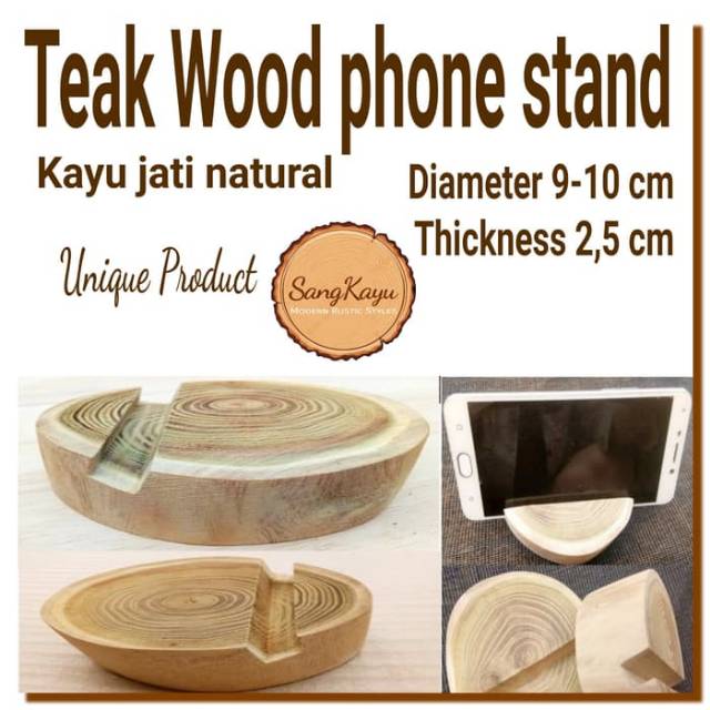 Teak wood Phone stand holder dudukan handphone unik kayu jati docking