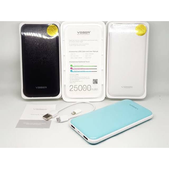POWERBANK VEGER ( V16 ) 25000 mAh / VEGER 25000 mAh /Original Real Capasitas