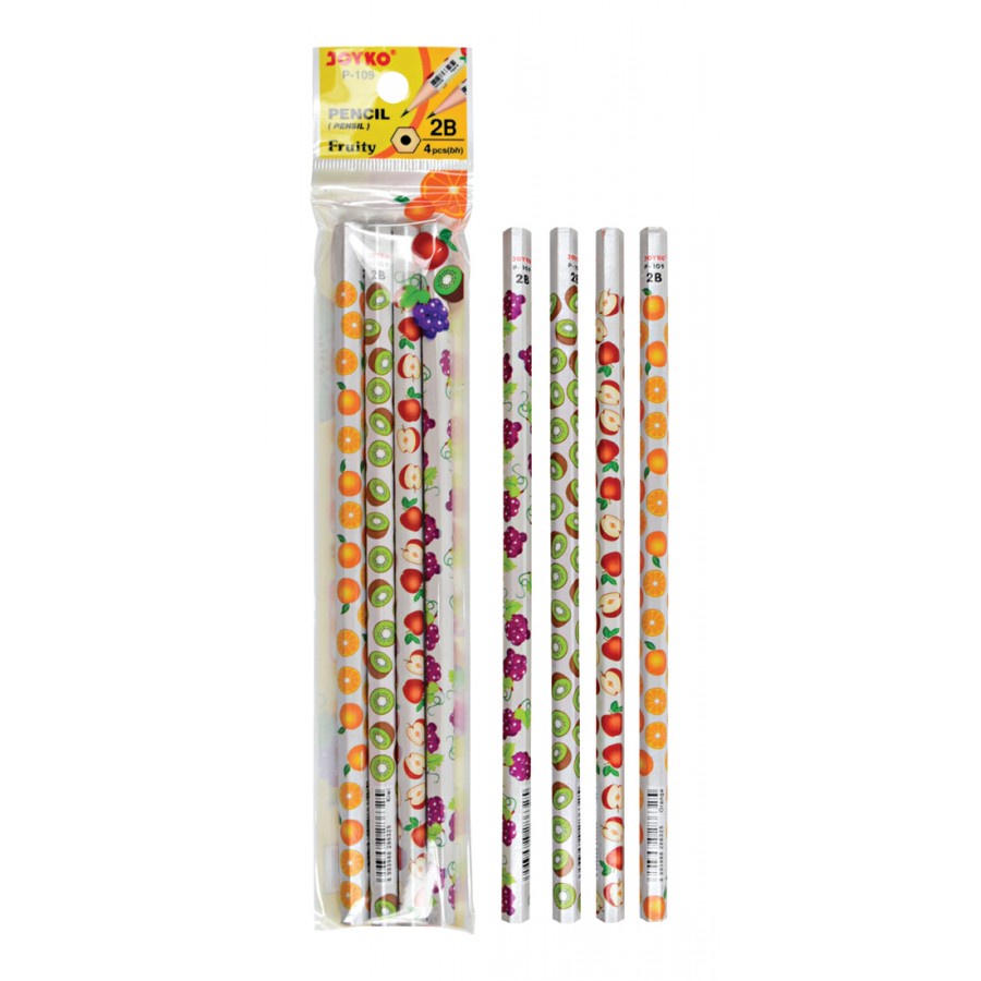 Pensil Joyko Fruity P-109 2B Pencil Kayu Anak Serut Rautan fruit buah anggur apel kiwi