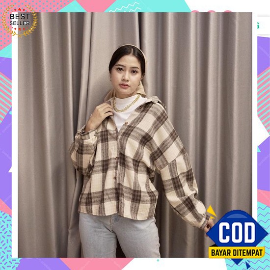 Kemeja Crop Top Atasan Lengan Panjang Kekinian Blouse Wanita Nazella Shirt Murah Terbaru Kemeja Krop