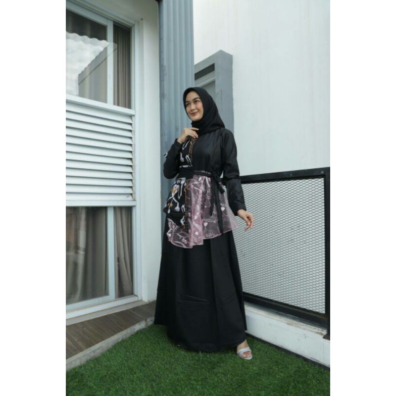 Kirana Gamis Batik Etnik Kombinasi Brokat