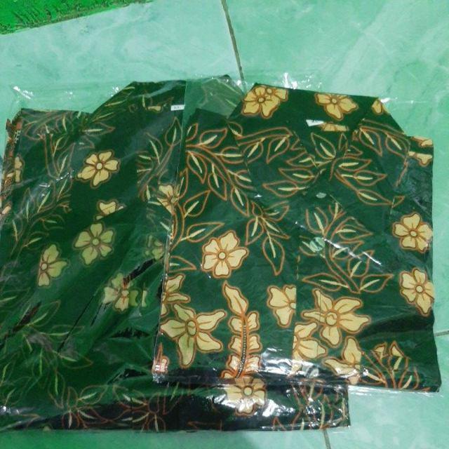 Baju Couple Ayah Dan Anak Kemeja Hem Batik Motif Madu Biru Tosca