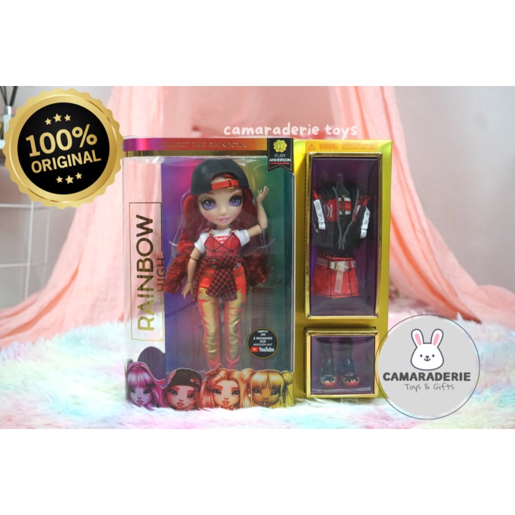 Rainbow High Ruby Anderson - Red Clothes Fashion Doll, Boneka Rainbow High Original