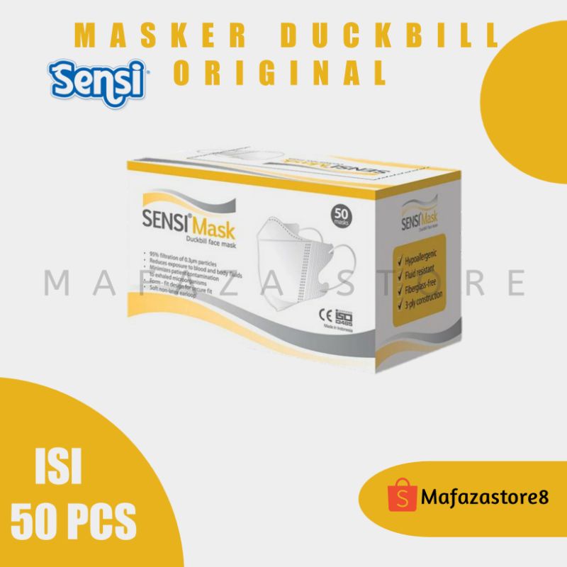 MASKER SENSI DUCKBILL ORIGINAL/DUCKBILL SENSI ISI 50 PCS/MASKER SENSI DUCKBILL LOGO EMBOSS 50PCS