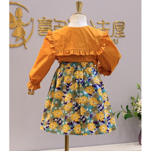 SETELAN ANAK CEWEK IMPORT / BAJU ROK MOTIF YELLOW FLOWER