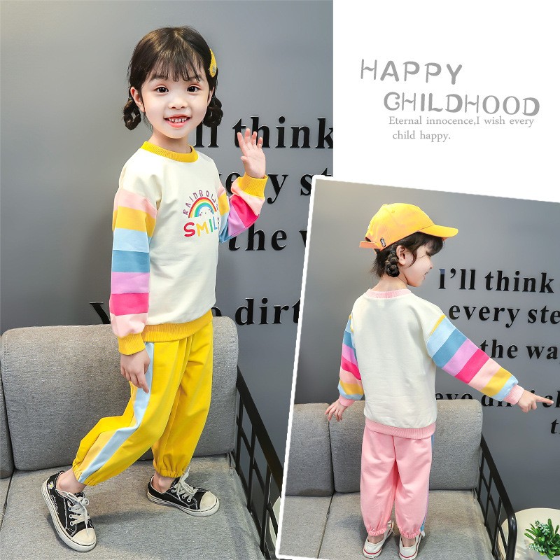 Setelan Baju Anak Perempuan Balita Import | 2 - 7 thn Kaos Anak Cewek / Kualitas Premium STLNG10 SMILE MB