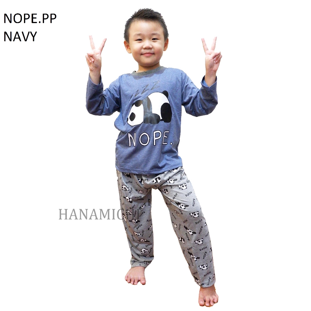 Hanamichi NOPE.PP Setelan Piyama Anak Bergambar Lengan Panjang