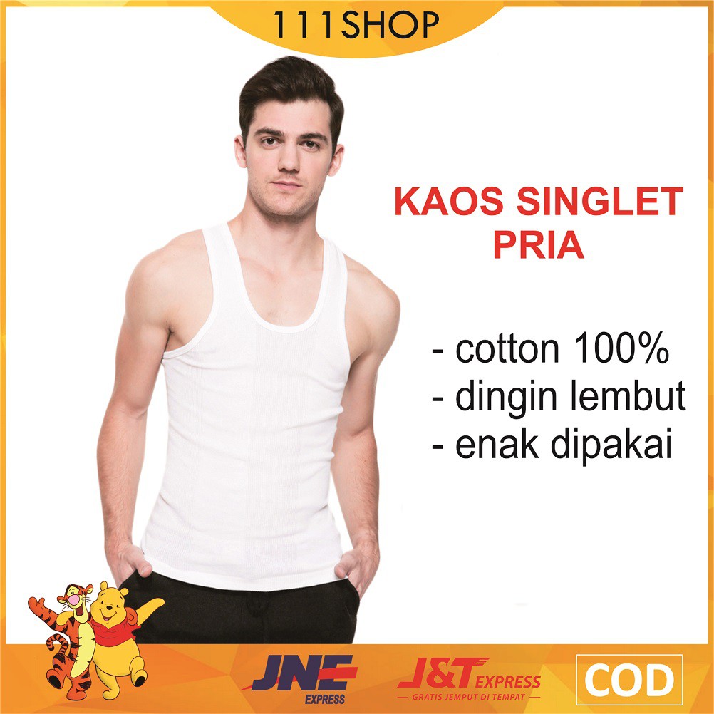 SINGLET KAOS DALAM PRIA PUTIH POLOS DALAMAN SIZE 34 36 38 40 MEREK SWAN