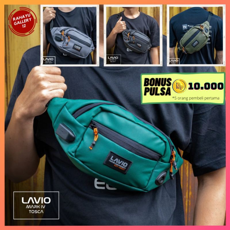 Tas Selempang Pria Waist Bag Original Lavio Mark IV Slot USB Slot Headset