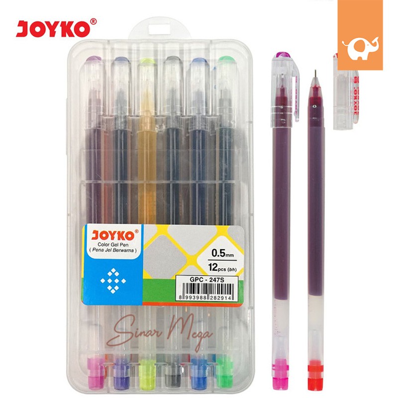 Joyko Color Gel Pen GPC-247S Set (Isi 12) Color 0.5mm / Pulpen Gel Warna Murah Berkualitas