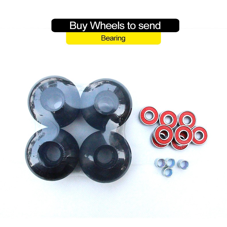 4pcs Roda Skateboard ABEC-9 Bearings Bahan PU Warna Hitam Ukuran 52mm X 30mm 100A