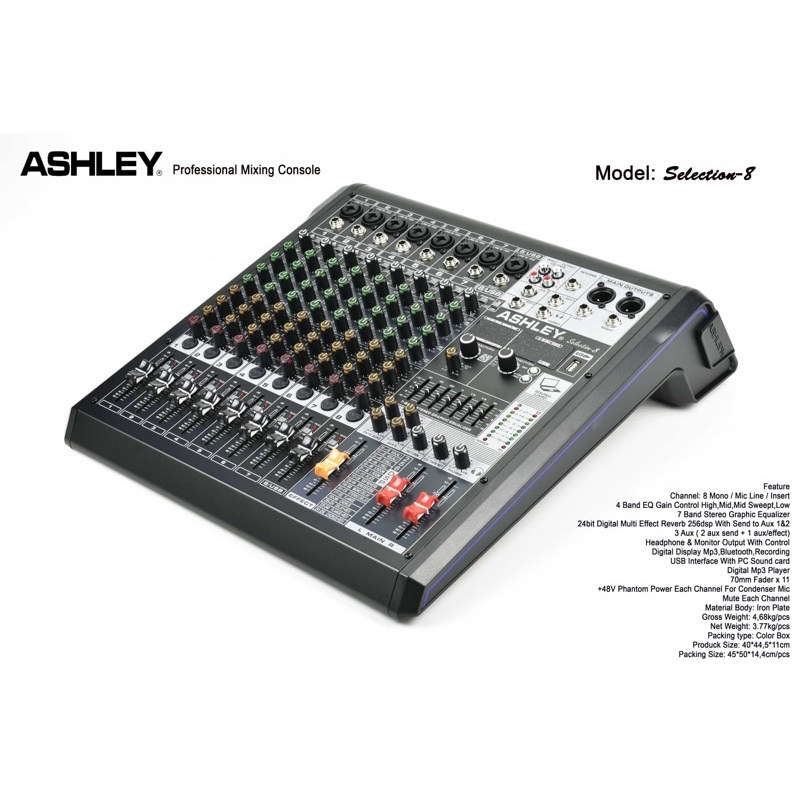 Mixer ashley selection 8 usb bluetooth soundcard