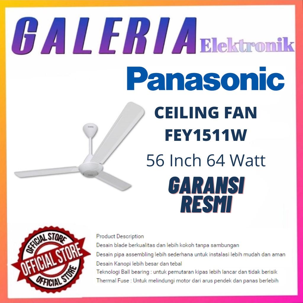KIPAS ANGIN GANTUNG PANASONIC FEY1511 CEILING FAN PLAFON FEY1511W PUTIH 56 INCH