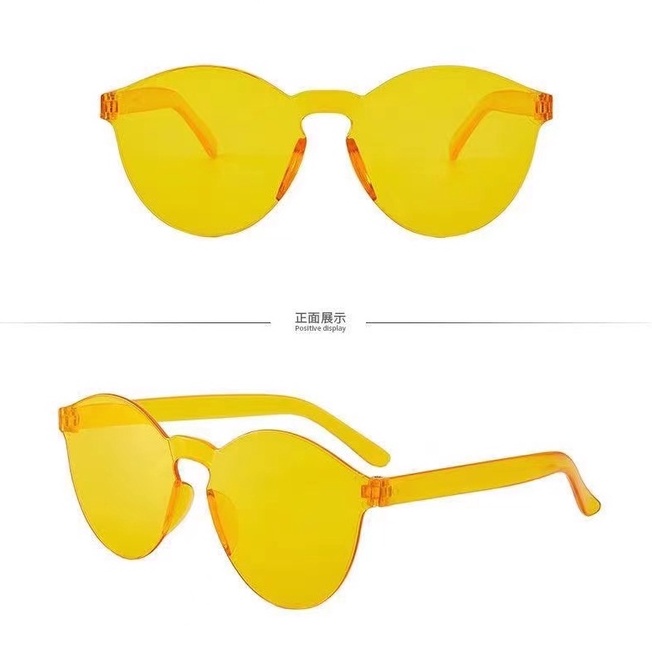 DIKIRIM DARI JAKARTA - Harga murah Kacamata Transparan Port Frameless Tren Pasangan kacamata Simple Kacamata Fashion-13 C8 kuning